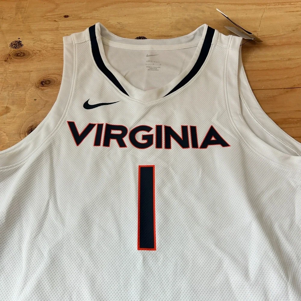 Nike Virginia Cavaliers #1 NCAA Basketball Jersey White Mens Size Large New - Picture 2 of 11